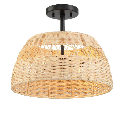 Bailey | Rattan Semi flush Mounted Light