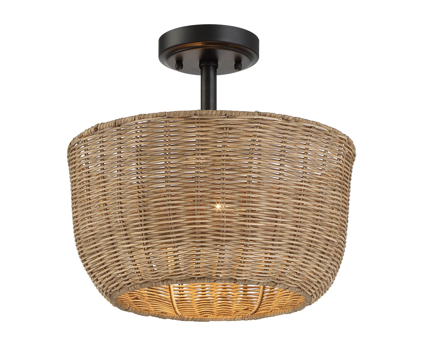 Amiyah | Rattan Semi Flush Mounted Light